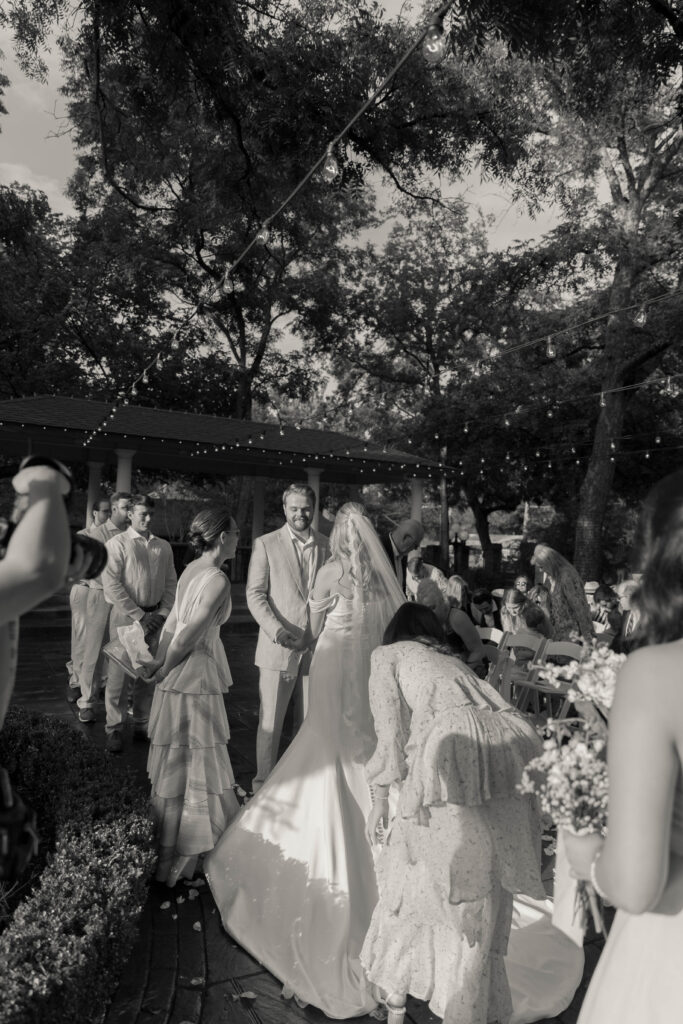 Ceremony during the Dallas garden wedding